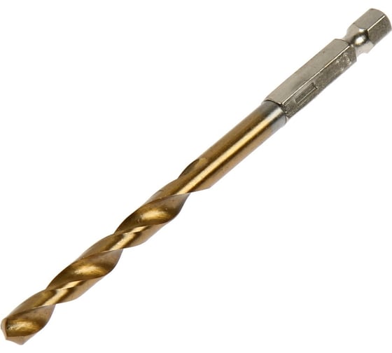 Изображение товара Сверло по металлу HSS-TiN, шестигранный хвостовик, 6x77 мм ТУНДРА 9346664