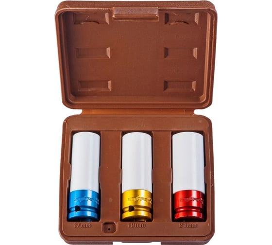 Изображение товара Набор торцевых ударных глубоких головок (17, 19, 21 мм; 1/2DR) Ombra 912503 55510