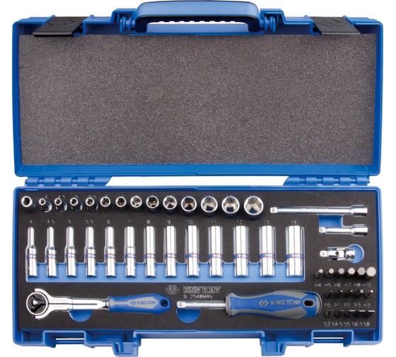 Изображение товара Набор торцевых головок с принадлежностями 1/4", шестигранные, 4-14 мм, 48 предметов KING TONY 2548MRV