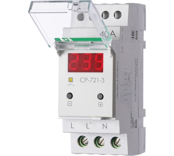 Изображение товара Однофазное реле напряжения Евроавтоматика cp-721-3 40а индикация напряжения в сети F&F EA04.009.021