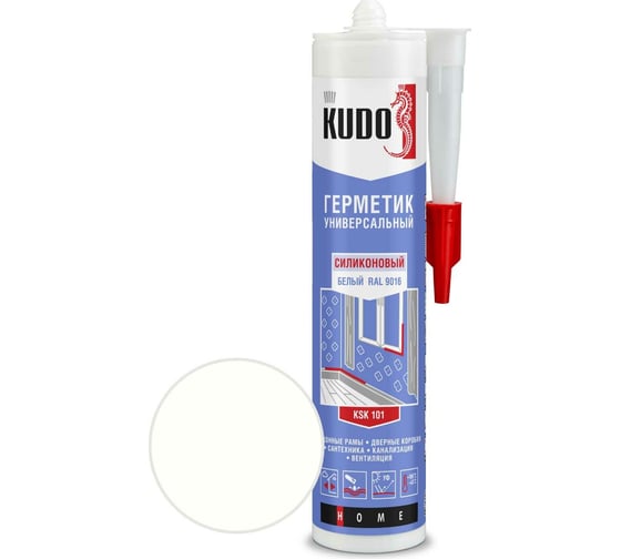 Изображение товара Силиконовый универсальный герметик KUDO белый 280 мл KSK-101