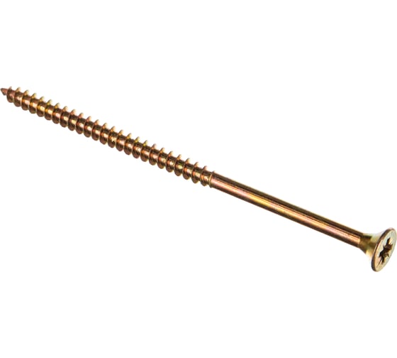 Изображение товара Шуруп для дерева Саморезик 6х120 универсальный потай, желтый цинк, Pz-3 100шт SYZ-6х120-100