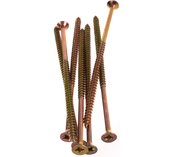 Изображение товара Шуруп для дерева Саморезик 6х140 универсальный потай, желтый цинк, Pz-3 50шт SYZ-6х140-50