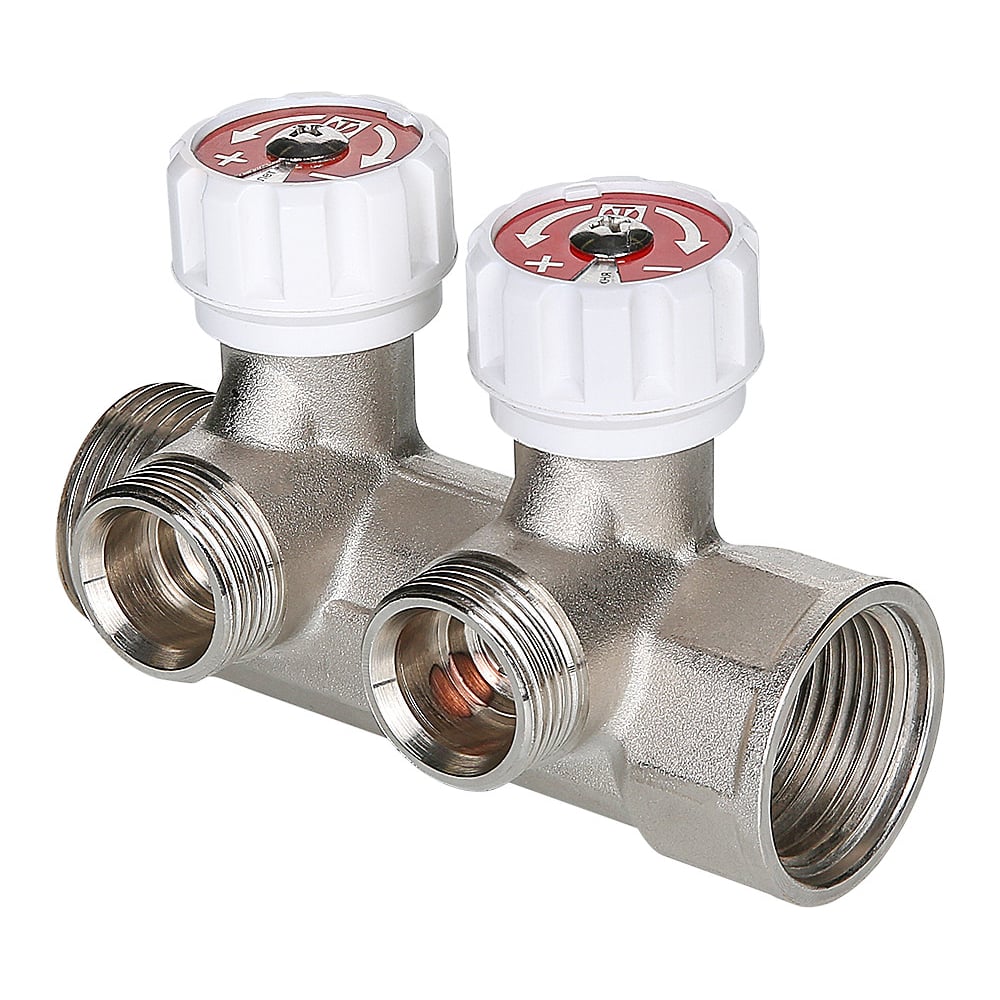 Изображение товара Коллектор с регулировочными вентилями VALTEC 1"х4 выхода, евроконус 3/4" (на подающий трубопровод) VTc.570.NE.0604