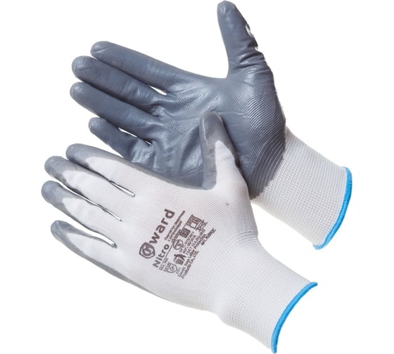 Изображение товара Нейлоновые перчатки нитриловым покрытием Gward Nitro белые с серым, р. XL 12 пар N2002C/XL