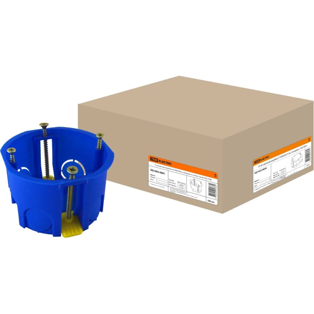 Установочная коробка TDM коробка установочная пластик скрытая диаметр 68х45 мм tdm electric для гипсокартона пластиковые лапки синяя ip20 sq1403 0001