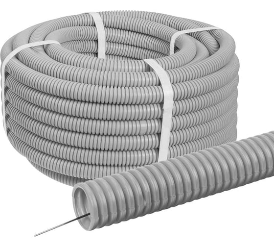 Изображение товара Гофра для кабеля TDM ELECTRIC 32мм ПВХ с зондом 50 метров легкая Народная SQ0401-0306
