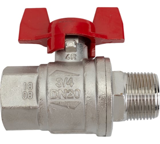 Изображение товара Усиленный шаровой кран RuB BRESСIA (S.33), 3/4" DN20 PN65, ВР-НР бабочка S33E26