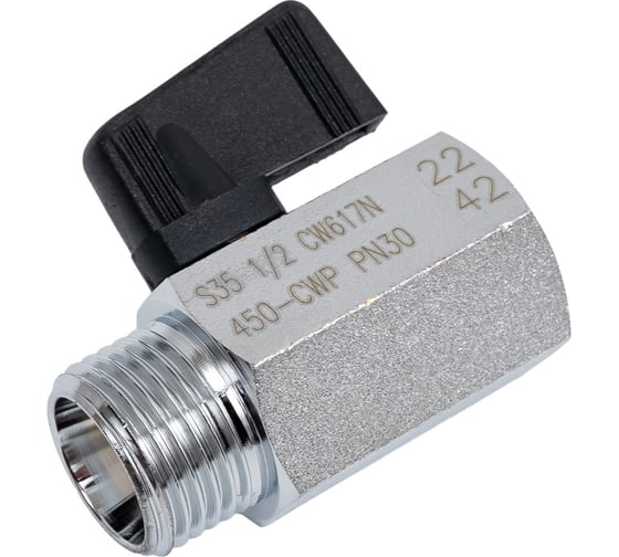 Изображение товара Шаровой кран RuB NAPOLI (S.35), 1/2" mini, DN10 PN30, ВР-НР, флажок S35DM0