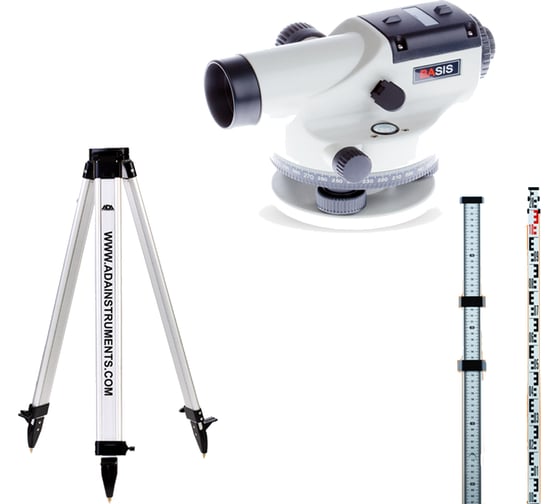 Изображение товара Оптический нивелир ADA Basis с поверкой + рейка STAFF 3 + штатив Light S А00197_К