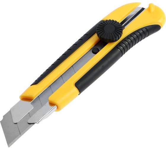 Изображение товара Нож ТУНДРА универсальный, 2К корпус, металлическая направляющая, винтовой фиксатор, 25 мм 4121902