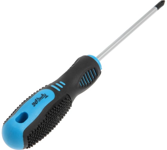 Изображение товара Отвертка ТУНДРА крестовая, CrV, хром, магнит, двухкомпонентная рукоятка, PH1x100 мм 5295977