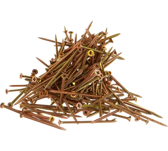 Изображение товара Шуруп для дерева Саморезик 4.5х80 универсальный потай, желтый цинк, Pz-2 200шт SYZ-4.5х80-200