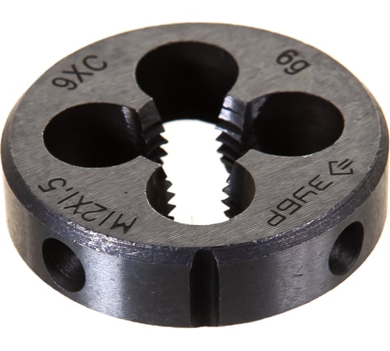 Изображение товара Круглая ручная плашка для нарезания метрической резьбы, мелкий шаг, Зубр "МАСТЕР" М12x1,5 4-28022-12-1.5