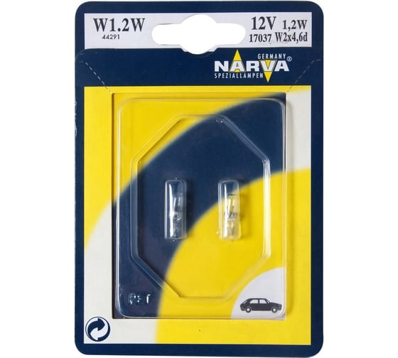 Изображение товара Автолампа NARVA W1.2W W2x4.6d блистер, 2шт 12V 1 10 170374000