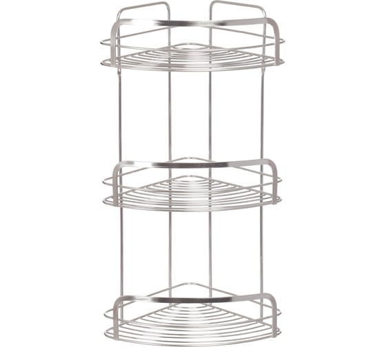 Изображение товара Угловая 3-ярусная полка Vanstore MODERN PLUS нержавеющая сталь 076-20