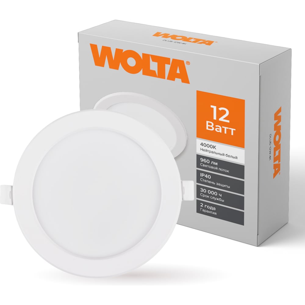 Изображение товара Светодиодный встраиваемый светильник Wolta 12 Вт 960 Лм, 4000K