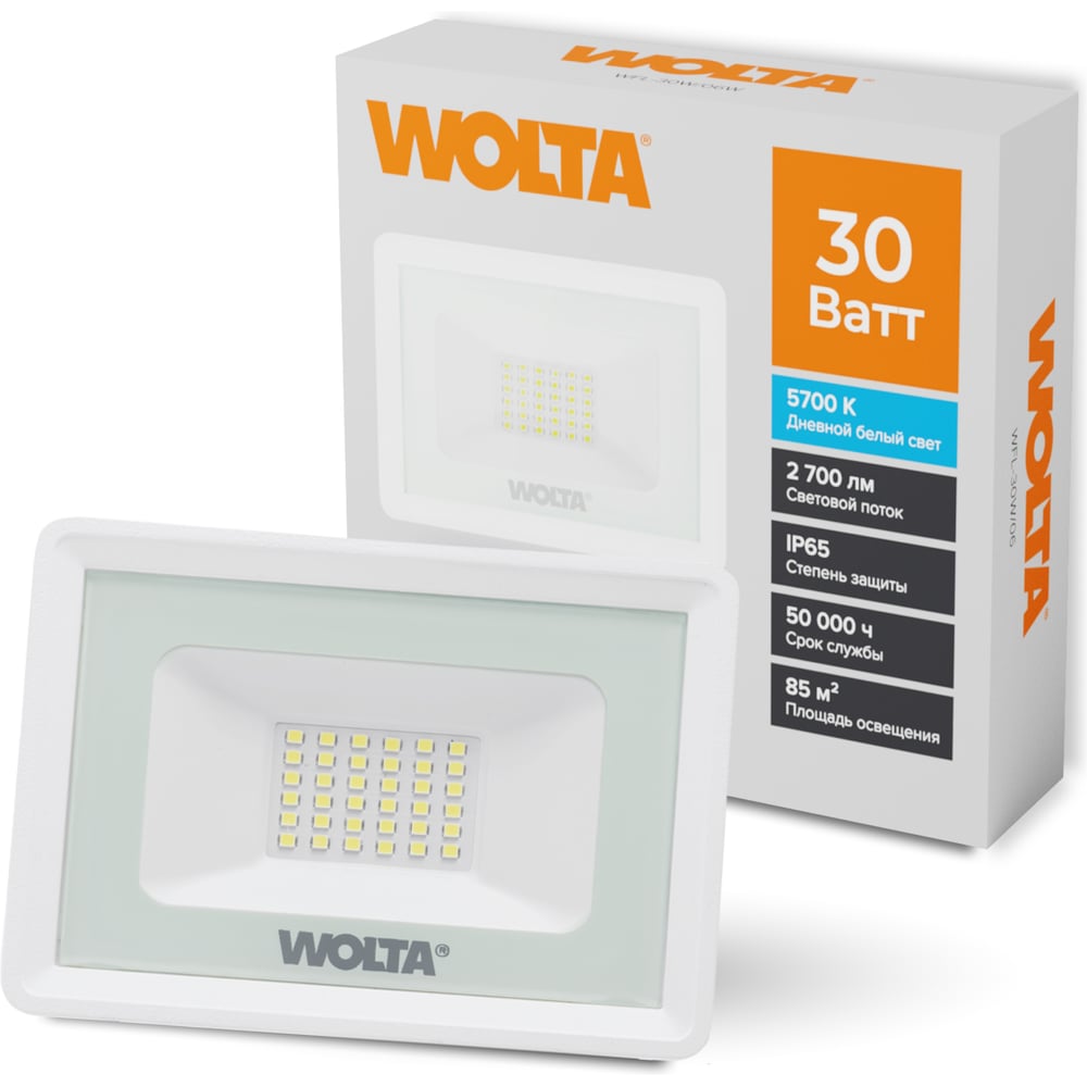 Изображение товара Светодиодный прожектор Wolta 5700K 30 Вт IP 65 с алюминиевым корпусом