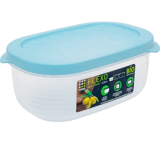 Изображение товара Контейнер Полимербыт прямоугольный Flexo 0,65 л голубой 436399300