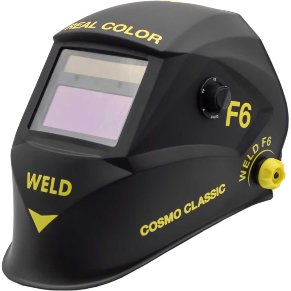 Изображение товара Маска сварочная с автоматическим светофильтром COSMO CLASSIC 93x43 мм Weld Ф6 Желтая