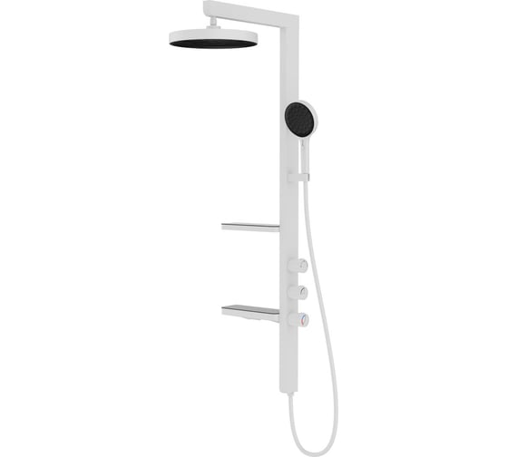 Изображение товара Душевая стойка VINCEA Inspire с изливом, 30 см верхний душ, белый VSFS-3I11W