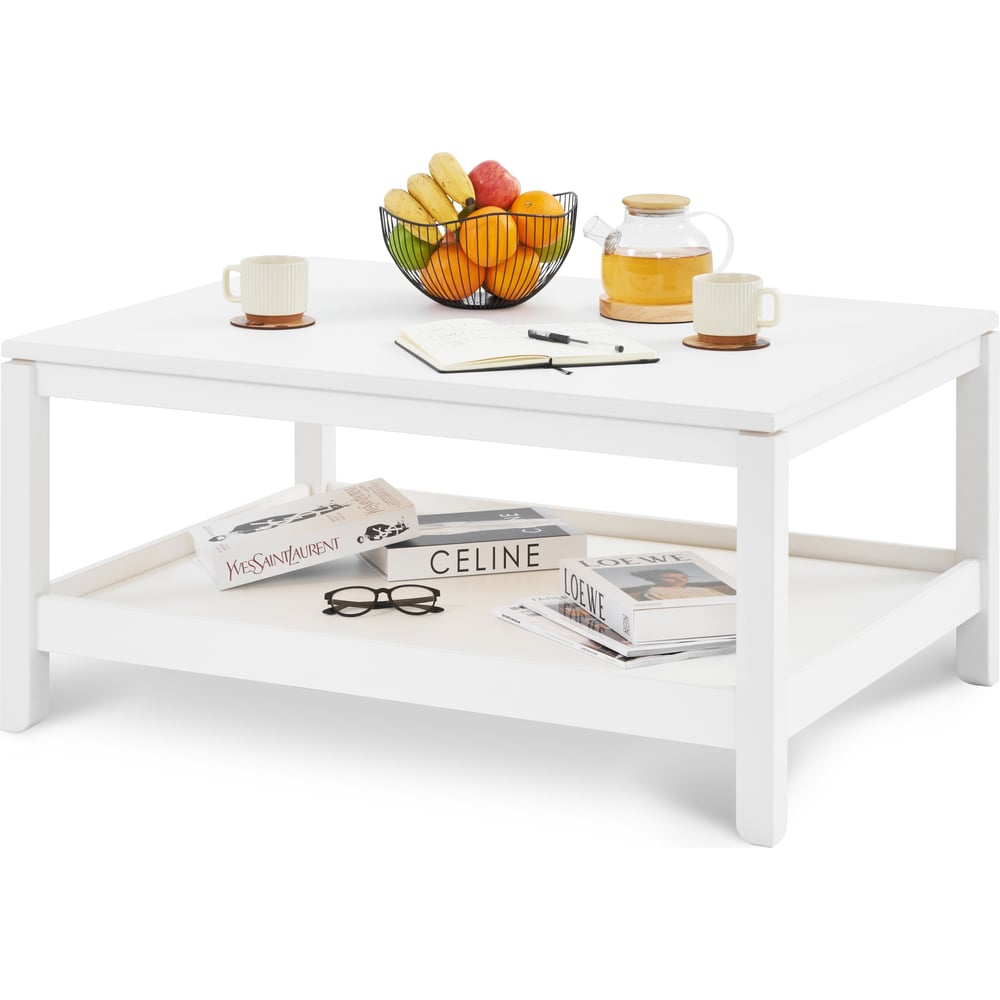 Изображение товара Журнальный стол Лузалес КОДЗУВ 100x75 белый из массива сосны