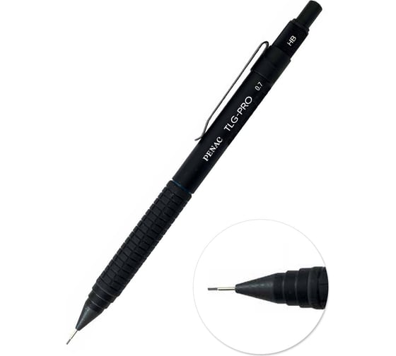 Изображение товара Механический карандаш Penac tlg-pro 0,7 мм, hb, корпус черный/голубой, 1 шт. SD0502-GC7
