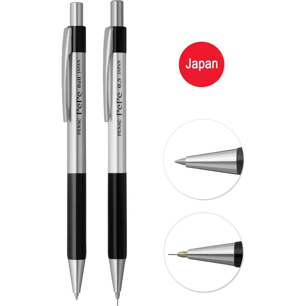 Изображение товара Набор Penac pepe шариковая ручка и механический карандаш черный 2 шт
