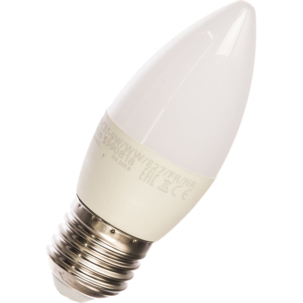 фото Светодиодная лампа volpe led-c37-9w/ww/e27/fr/nr. форма свеча, матовая. ul-00003807