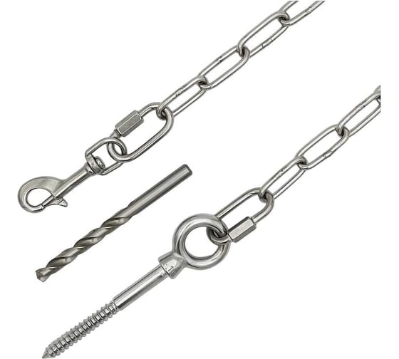 Изображение товара Привязочная нержавеющая цепь для крупных пород собак KREPFIELD с креплением в дерево, 6 м KF405-6
