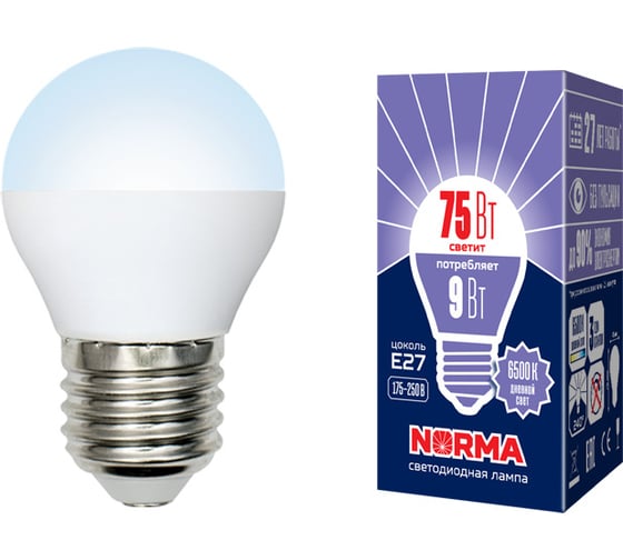 Изображение товара Светодиодная лампа Volpe LED-G45-9W/DW/E27/FR/NR. Форма шар, матовая. UL-00003827