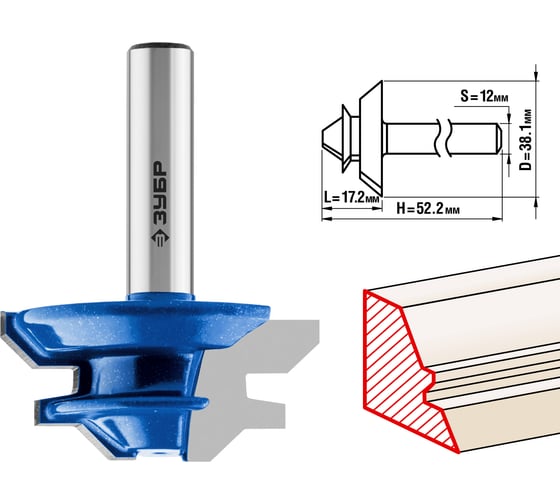 Изображение товара Кромочная фреза для углового сращивания ЗУБР Профессионал 38.1x17.2 мм 28724-38.1