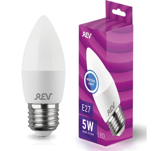 Изображение товара Лампа REV сд C37 Е27 5W, 4000K, холодный свет 32274 0