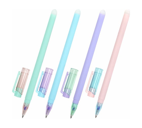 Изображение товара Стираемая гелевая ручка Лимонад ЮНЛАНДИЯ, синяя, прорезиненный корпус ассорти, узел 0,5 мм, 0,35 мм, 12 шт., 143654