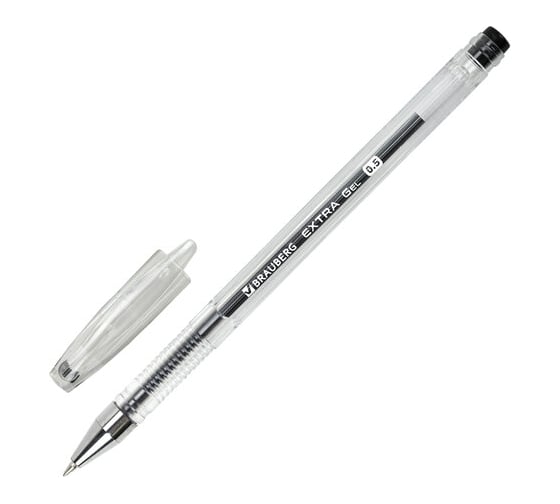 Изображение товара Гелевая ручка BRAUBERG Extra, Черная, корпус прозрачный, узел 0,5 мм, линия 0,35 мм 143900