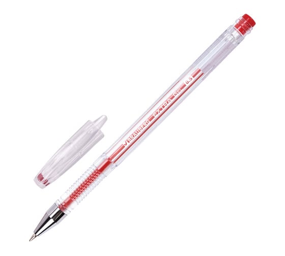 Изображение товара Гелевая ручка Extra BRAUBERG, Красная, корпус прозрачный, узел 0,5 мм, линия 0,35 мм 12 шт 143903