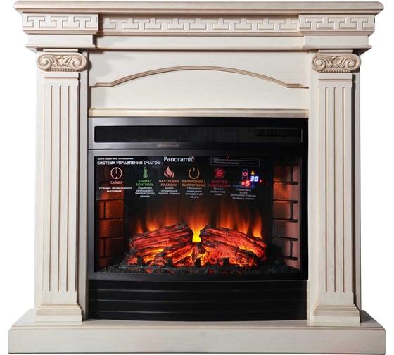 Изображение товара Каминокомплект InterFlame Афина ЕС с Panoramic 25 LED F/X Q бежевый золотой патиной Афина с Panoramic25Q бежевый ЗП