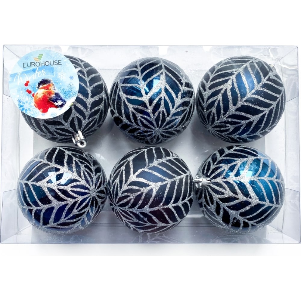 Набор ёлочных шаров EUROHOUSE набор шаров пластик d 10 см 4 шт арсена серебристо синий