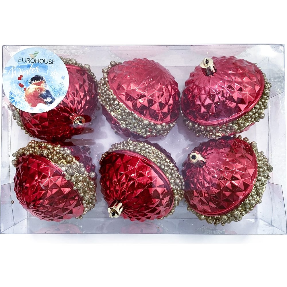 Набор ёлочных шаров EUROHOUSE букет из воздушных шаров фотозона для девочки набор 38 шт фольга картон латекс