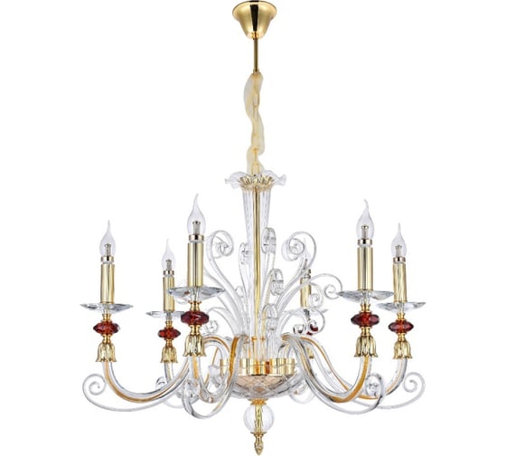 Изображение товара Подвесная люстра Crystal lux CATARINA SP6 V2 GOLD/TRANSPARENT-COGNAC