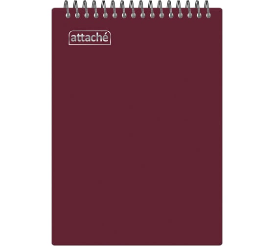 Изображение товара Блокнот Attache А5 80 листов, гребень клетка пластик бордовый с тиснением 1775685