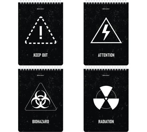 Изображение товара Блокнот BRAUBERG А5 146x206 мм, 80 листов, гребень, картон, клетка, Danger 114378