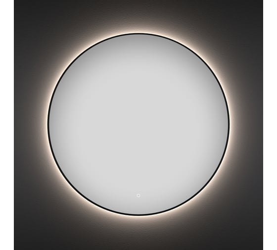 Изображение товара Настенное декоративное зеркало с подсветкой и тонким черным матовым контуром Wellsee 7 Rays' Spectrum Круглое 65 см, для ванной и прихожей 172200120