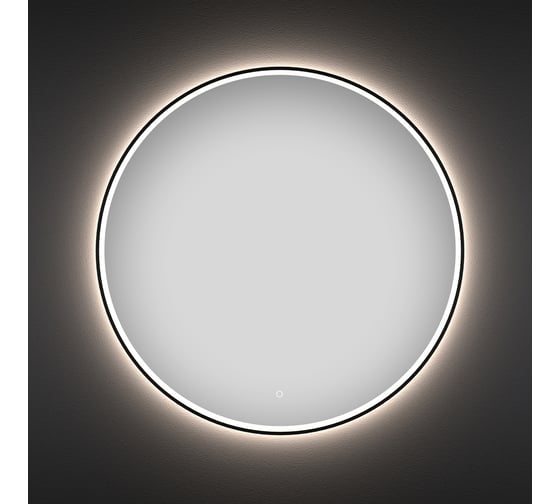 Изображение товара Настенное зеркало для ванной с подсветкой для макияжа Wellsee 7 Rays' Spectrum круглое 50 см с тонким черным матовым контуром, яркая LED-подсветка 172200190