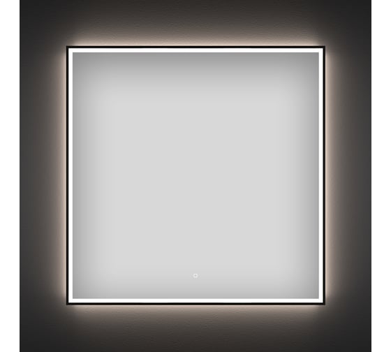 Изображение товара Настенное зеркало для ванной и прихожей с подсветкой для макияжа Wellsee 7 Rays' Spectrum квадратное 80 х 80 см, с тонким черным матовым контуром 172200450