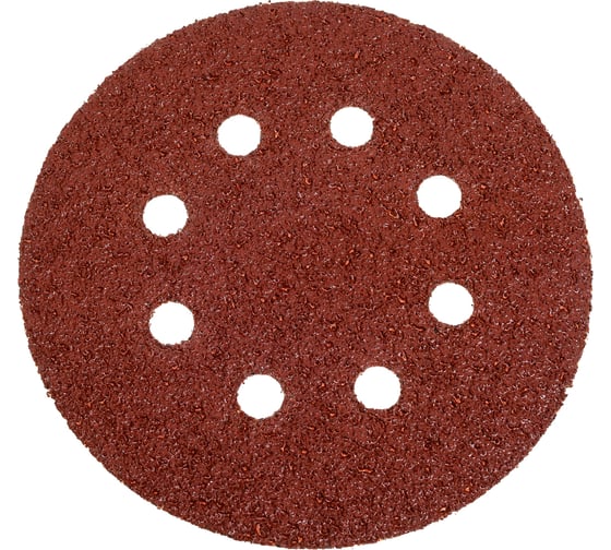 Изображение товара Круг шлифовальный на липучке (10 шт; 125 мм; 8 отверстий; Р36) Калибр 00000001311