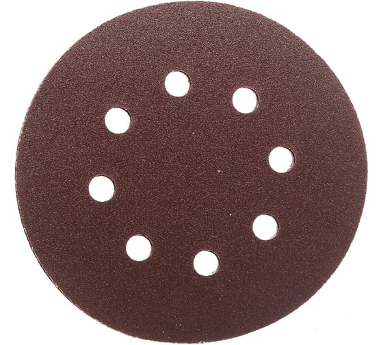 Изображение товара Круг шлифовальный на липучке (10 шт; 125 мм; 8 отверстий; Р100) Калибр 00000001315
