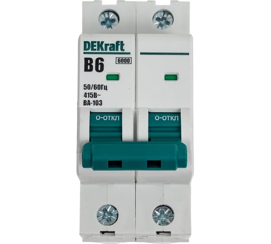 Изображение товара Автоматический выключатель DEKraft 2Р, 6А, характеристика B, 6кА, ВА-103 12221DEK