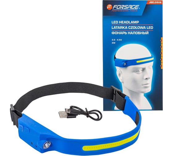 Изображение товара Налобный ударопрочный фонарь Forsage (3-4.5v, 3w, ipx4) F-JBEL9906(52138)