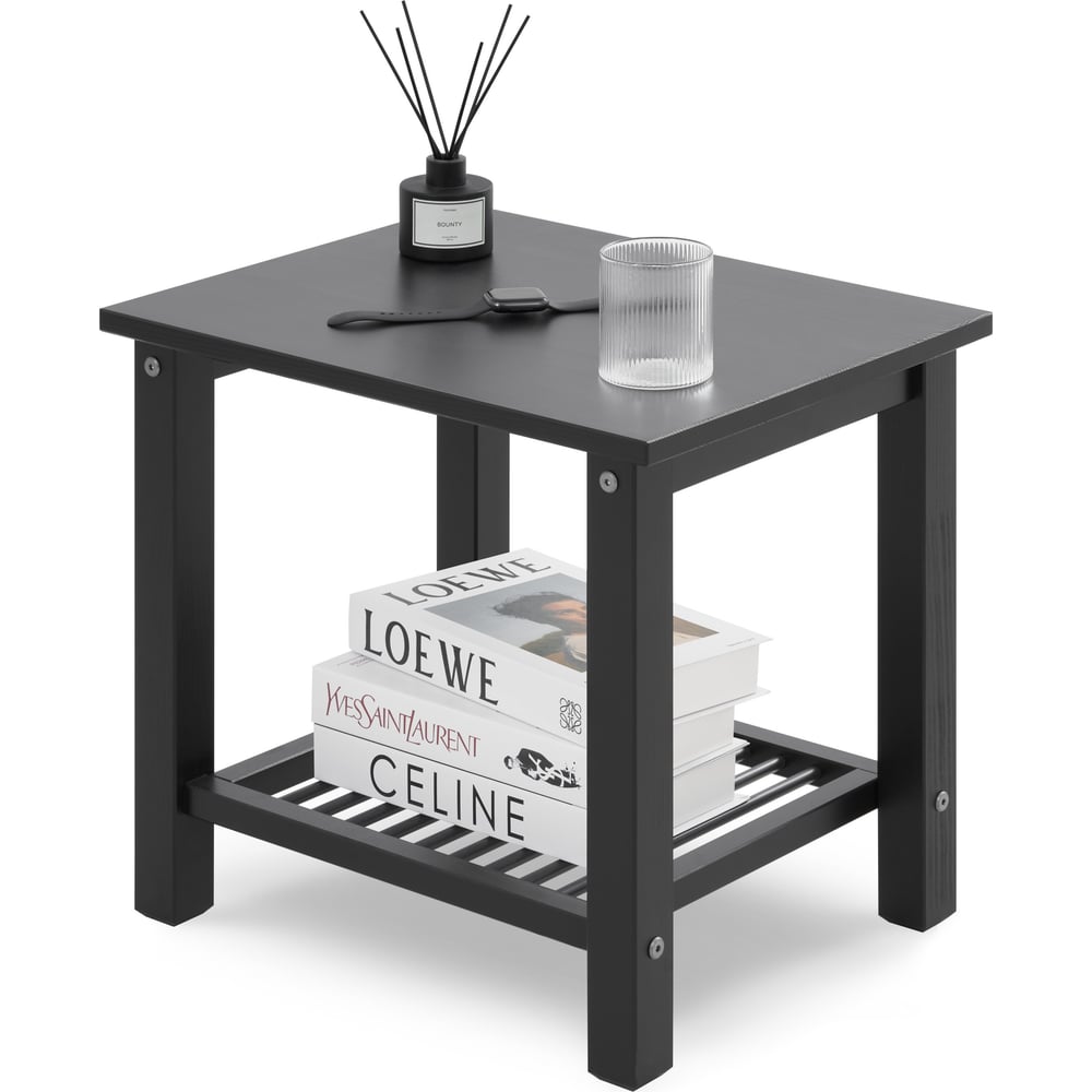 Изображение товара Прикроватная тумба Лузалес ВОЙВЫВ с массивом сосны черная стиль скандинавский